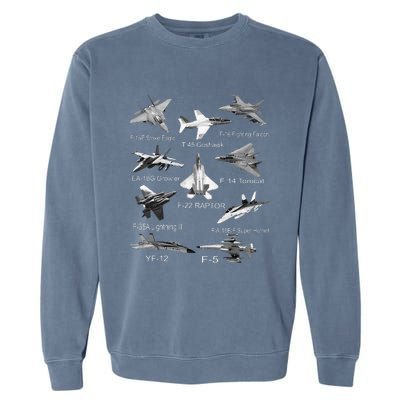 American Fighters Jets F22 Raptor F14 Tomcat Plane Spotting Garment-Dyed Sweatshirt