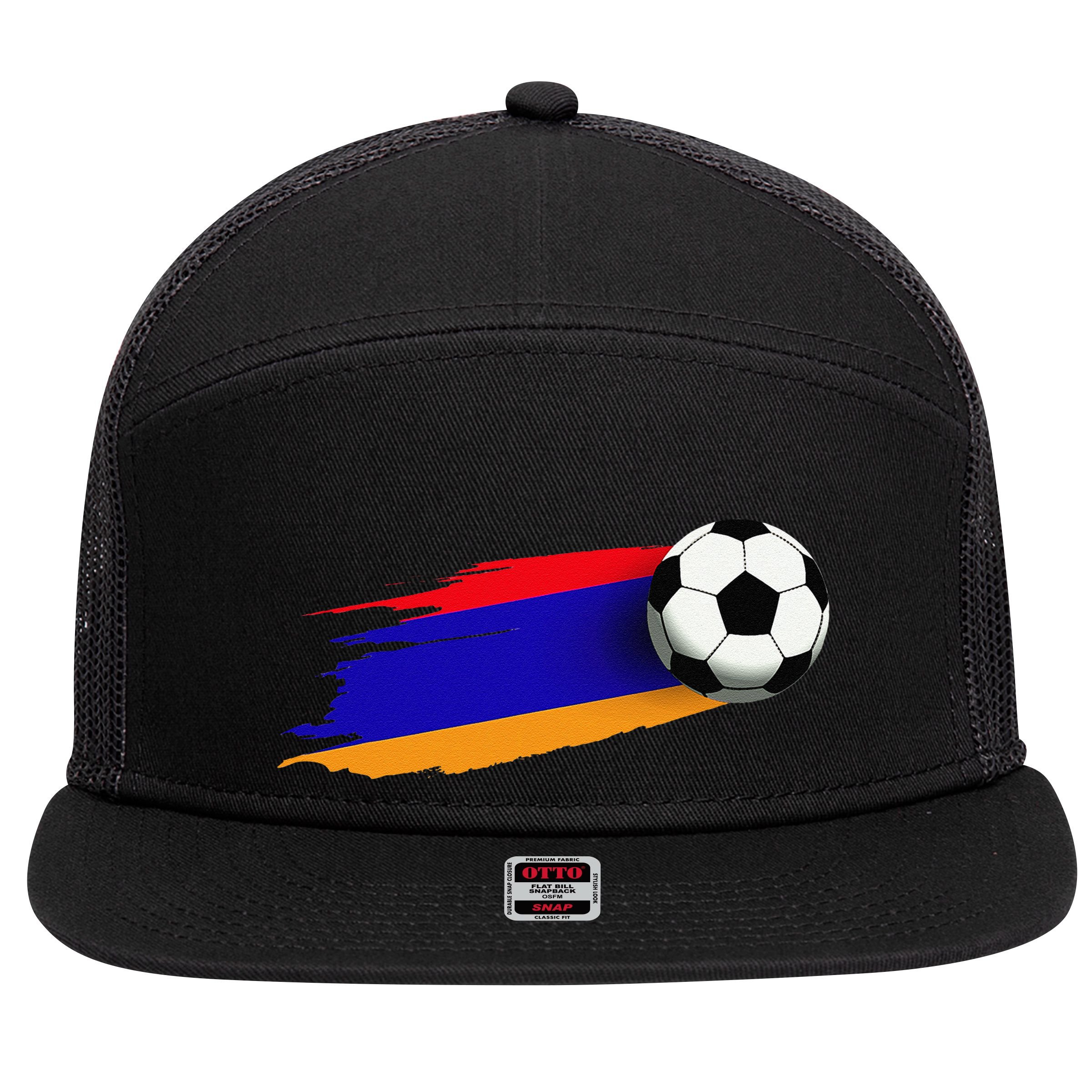 Armenia Flag Jersey Armenian Soccer Team Armenian 7 Panel Mesh Trucker Snapback Hat