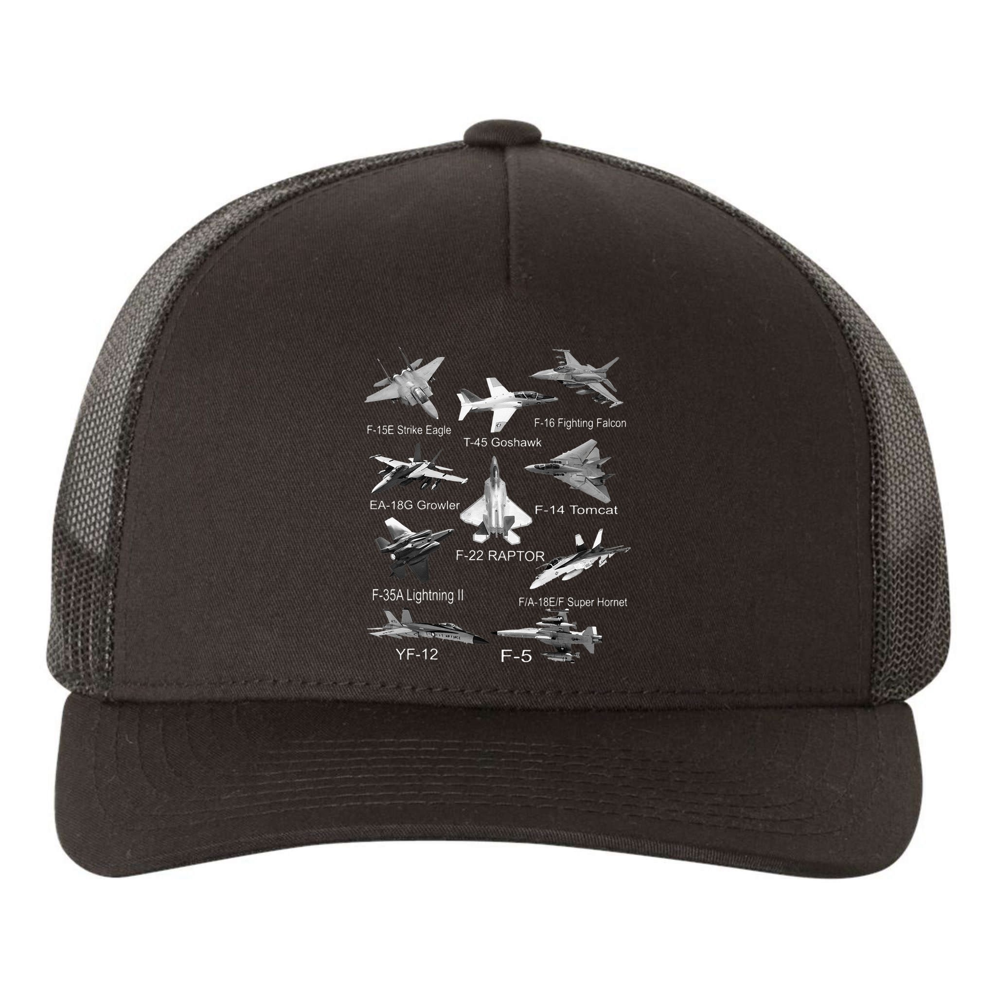 American Fighters Jets F22 Raptor F14 Tomcat Plane Spotting Yupoong Adult 5-Panel Trucker Hat