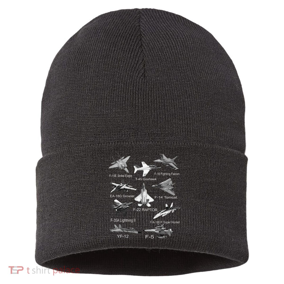 American Fighters Jets F22 Raptor F14 Tomcat Plane Spotting Sustainable Knit Beanie
