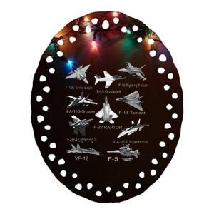 American Fighters Jets F22 Raptor F14 Tomcat Plane Spotting Ceramic Oval Ornament