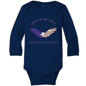 American Flag July 4th Eagle Land Of The Free Because Brave Gift Baby Long Sleeve Bodysuit