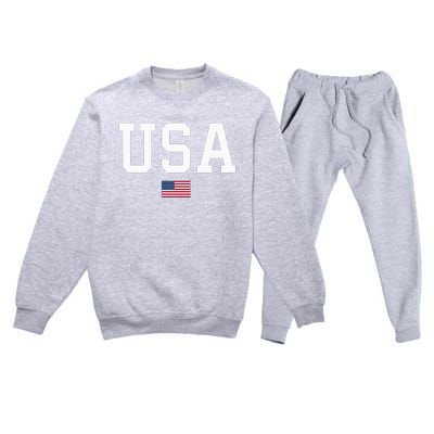 American Flag July 4th Celebration Show Your Patriotism! Premium Crewneck Sweatsuit Set