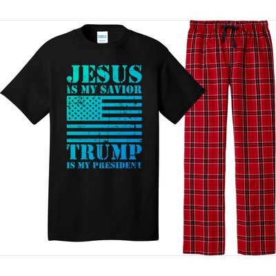 American Flag Jesus Is My Savior Trump Is My President Gift Pajama Set