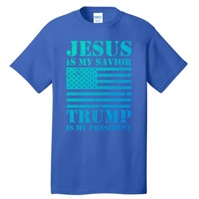 American Flag Jesus Is My Savior Trump Is My President Gift Tall T-Shirt