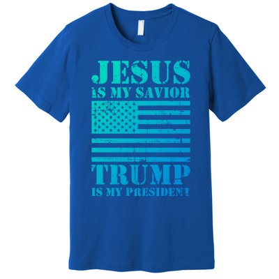 American Flag Jesus Is My Savior Trump Is My President Gift Premium T-Shirt