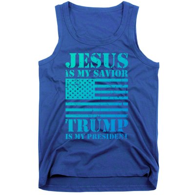 American Flag Jesus Is My Savior Trump Is My President Gift Tank Top