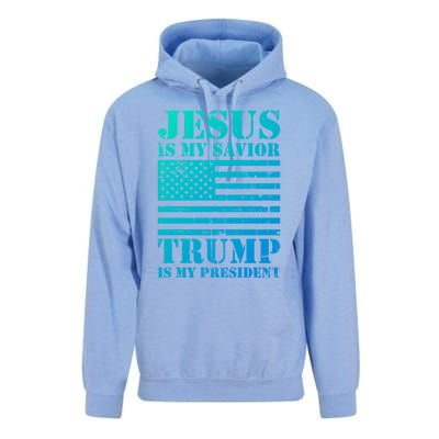 American Flag Jesus Is My Savior Trump Is My President Gift Unisex Surf Hoodie