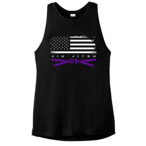 American Flag Jiu Jitsu Apparel Purple Belt Jiu Jitsu Ladies PosiCharge Tri-Blend Wicking Tank