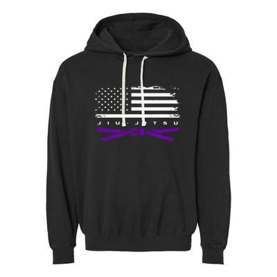 American Flag Jiu Jitsu Apparel Purple Belt Jiu Jitsu Garment-Dyed Fleece Hoodie