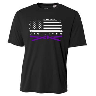 American Flag Jiu Jitsu Apparel Purple Belt Jiu Jitsu Cooling Performance Crew T-Shirt