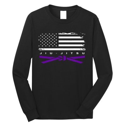 American Flag Jiu Jitsu Apparel Purple Belt Jiu Jitsu Long Sleeve Shirt