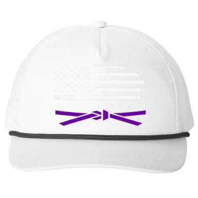 American Flag Jiu Jitsu Apparel Purple Belt Jiu Jitsu Snapback Five-Panel Rope Hat