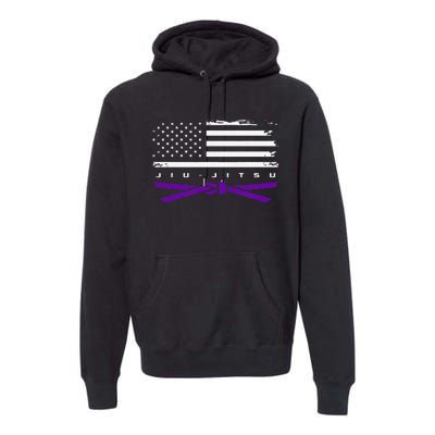 American Flag Jiu Jitsu Apparel Purple Belt Jiu Jitsu Premium Hoodie