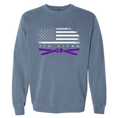 American Flag Jiu Jitsu Apparel Purple Belt Jiu Jitsu Garment-Dyed Sweatshirt