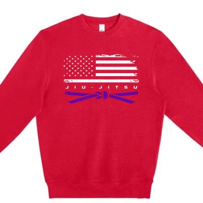 American Flag Jiu Jitsu Apparel Purple Belt Jiu Jitsu Premium Crewneck Sweatshirt