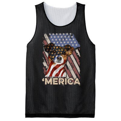 American Flag Jack Russell Terrier Patriotic Dog 4th Of July Mesh Reversible Basketball Jersey Tank