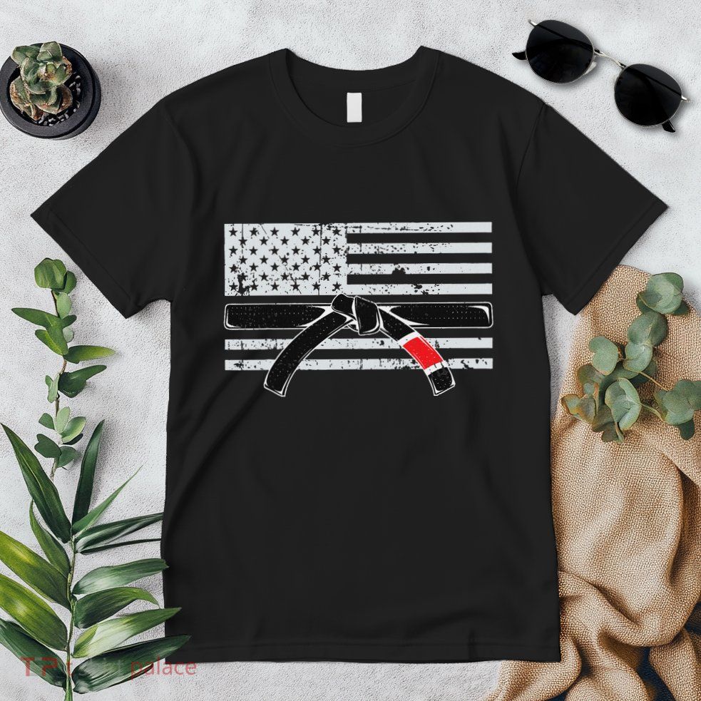 American Flag Jiu Jitsu Black Belt Ranking Bjj Jiujitsu Gift Premium T-Shirt
