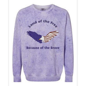 American Flag July 4th Eagle Land Of The Free Because Brave Gift Colorblast Crewneck Sweatshirt