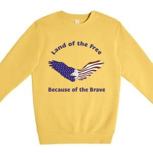 American Flag July 4th Eagle Land Of The Free Because Brave Gift Premium Crewneck Sweatshirt