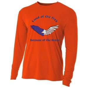 American Flag July 4th Eagle Land Of The Free Because Brave Gift Cooling Performance Long Sleeve Crew