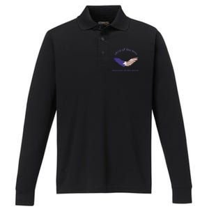 American Flag July 4th Eagle Land Of The Free Because Brave Gift Performance Long Sleeve Polo