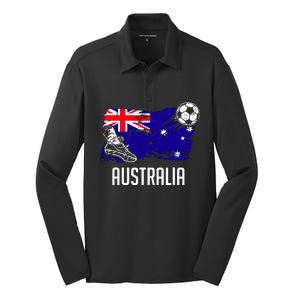 Australia Flag Jersey Australian Soccer Team Australian Silk Touch Performance Long Sleeve Polo