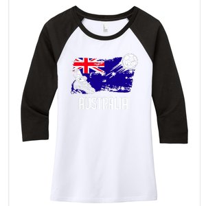 Australia Flag Jersey Australian Soccer Team Australian Women's Tri-Blend 3/4-Sleeve Raglan Shirt