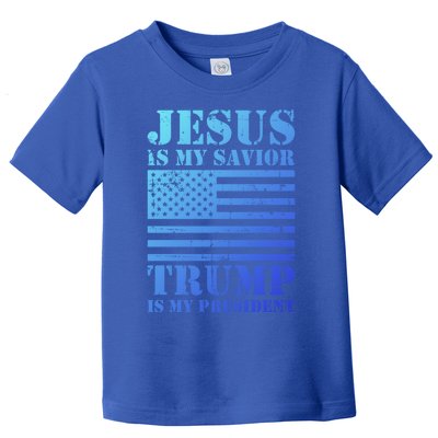 American Flag Jesus Is My Savior Trump Is My President Gift Toddler T-Shirt