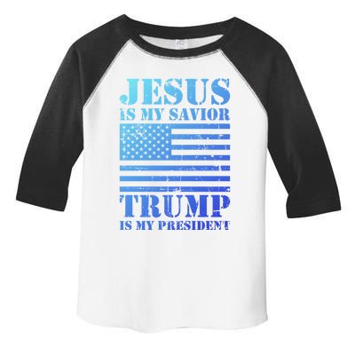 American Flag Jesus Is My Savior Trump Is My President Gift Toddler Fine Jersey T-Shirt