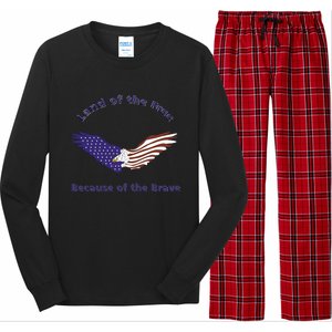 American Flag July 4th Eagle Land Of The Free Because Brave Gift Long Sleeve Pajama Set