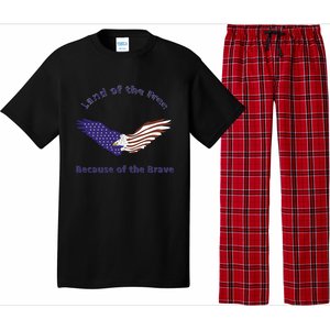 American Flag July 4th Eagle Land Of The Free Because Brave Gift Pajama Set