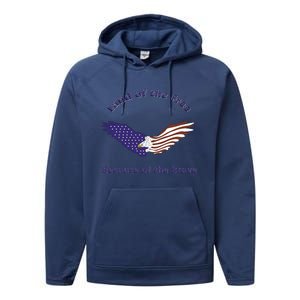 American Flag July 4th Eagle Land Of The Free Because Brave Gift Performance Fleece Hoodie