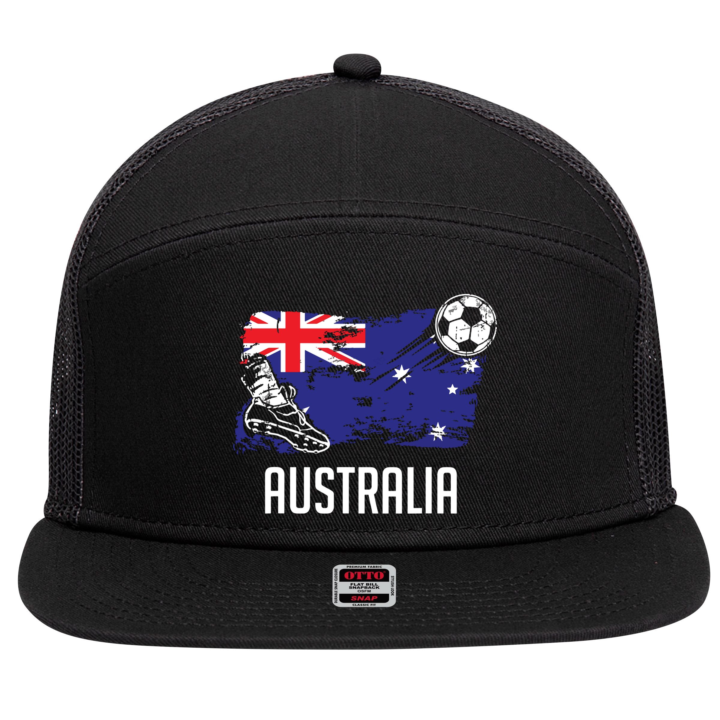 Australia Flag Jersey Australian Soccer Team Australian 7 Panel Mesh Trucker Snapback Hat
