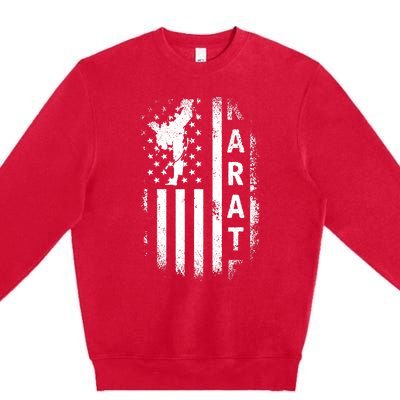 America Flag Japan Martial Arts Ninja Gift Karate Premium Crewneck Sweatshirt