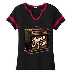 Amped for Jesus Christian Worship Music Praise and Faith Ladies Halftime Notch Neck Tee