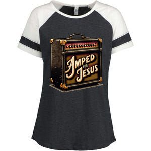 Amped for Jesus Christian Worship Music Praise and Faith Enza Ladies Jersey Colorblock Tee