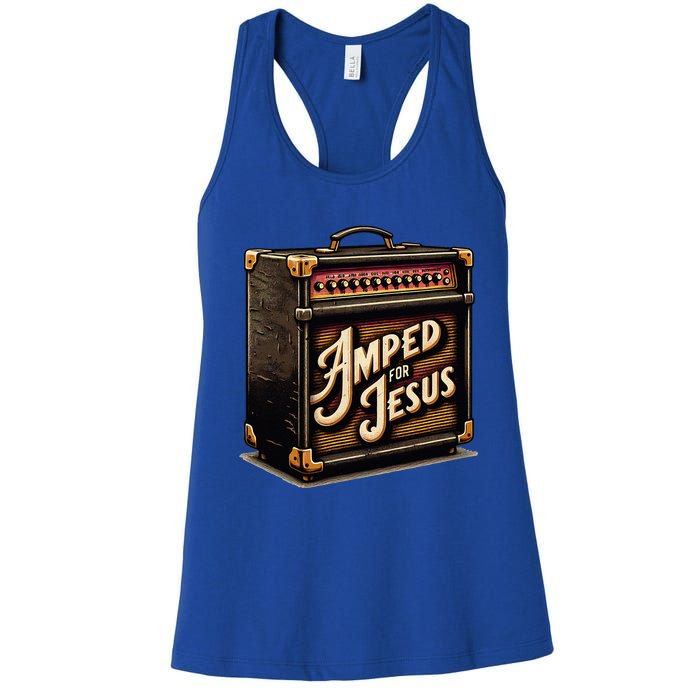 Amped for Jesus Christian Worship Music Praise and Faith Women's Racerback Tank