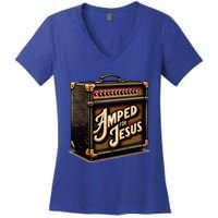 Amped for Jesus Christian Worship Music Praise and Faith Women's V-Neck T-Shirt