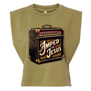 Amped for Jesus Christian Worship Music Praise and Faith Garment-Dyed Women's Muscle Tee