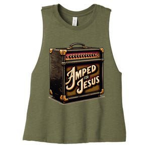 Amped for Jesus Christian Worship Music Praise and Faith Women's Racerback Cropped Tank