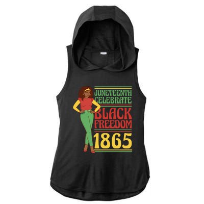 African Female Juneteenth Celebrate Black Freedom 1865 Ladies PosiCharge Tri-Blend Wicking Draft Hoodie Tank