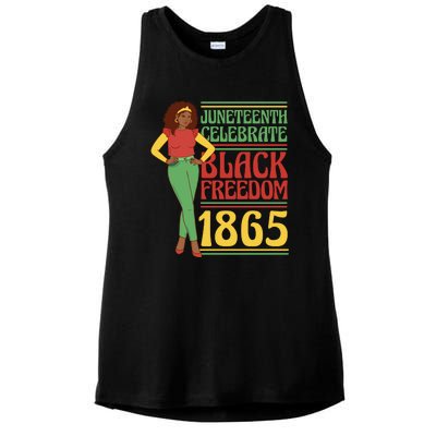 African Female Juneteenth Celebrate Black Freedom 1865 Ladies PosiCharge Tri-Blend Wicking Tank