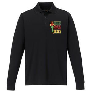 African Female Juneteenth Celebrate Black Freedom 1865 Performance Long Sleeve Polo