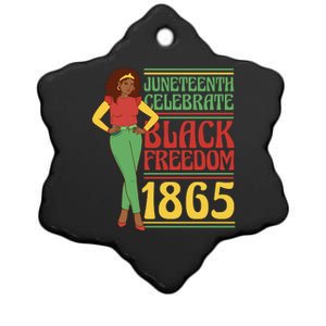 African Female Juneteenth Celebrate Black Freedom 1865 Ceramic Star Ornament