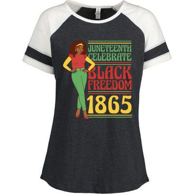 African Female Juneteenth Celebrate Black Freedom 1865 Enza Ladies Jersey Colorblock Tee