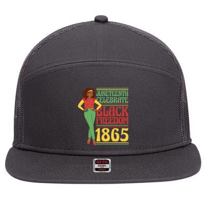African Female Juneteenth Celebrate Black Freedom 1865 7 Panel Mesh Trucker Snapback Hat