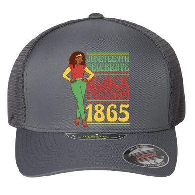 African Female Juneteenth Celebrate Black Freedom 1865 Flexfit Unipanel Trucker Cap