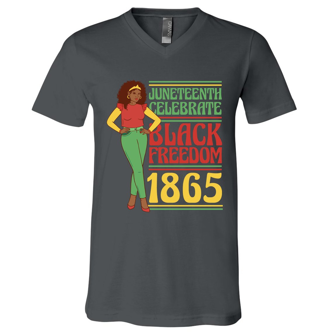 African Female Juneteenth Celebrate Black Freedom 1865 V-Neck T-Shirt