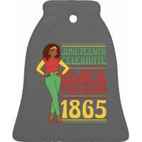 African Female Juneteenth Celebrate Black Freedom 1865 Ceramic Bell Ornament